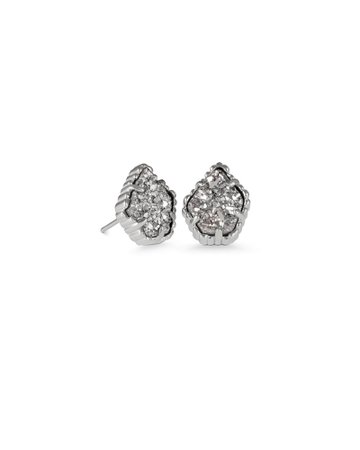 Tessa Silver Stud Earrings in Platinum Drusy | Kendra Scott