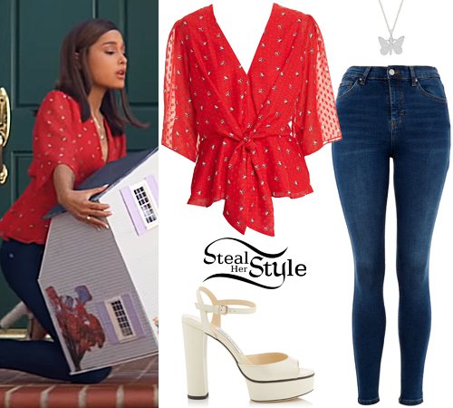 thank you next outfit red blouse - Google Search