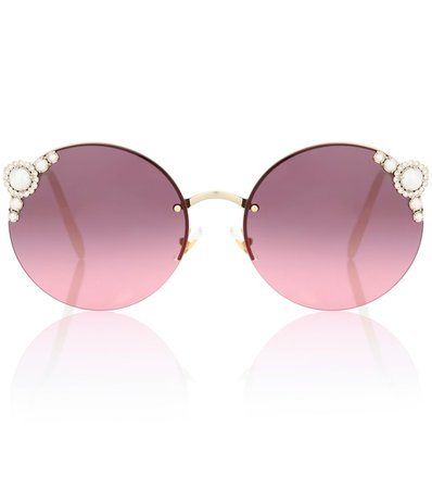 Embellished Round Sunglasses | Miu Miu - mytheresa.com