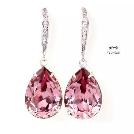 Blush Pink Earrings Antique Pink Crystal Earrings Vintage Pink Earring – Little Desirez Jewelry