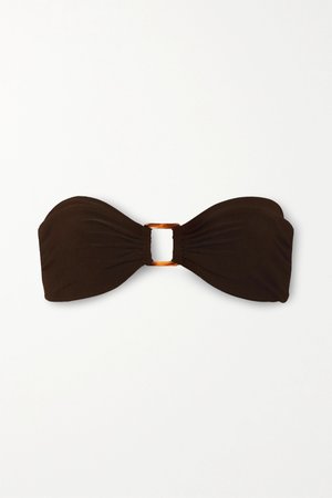Dark brown Embellished bandeau bikini top | Anemone | NET-A-PORTER