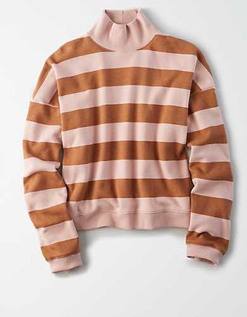 AE Fleece Cropped Mock Neck Sweatshirt pink