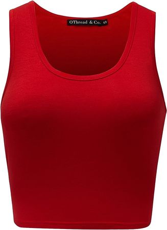 OThread & Co. Women's Basic Crop Tops Stretchy Casual Scoop Neck Sleeveless Crop Tank Top (Medium, Denim Blue) at Amazon Women’s Clothing store