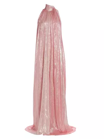 Shop Halston Tay Metallic Silk Chiffon Gown | Saks Fifth Avenue