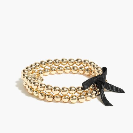 Gold beaded stretch bracelet set-of-two
