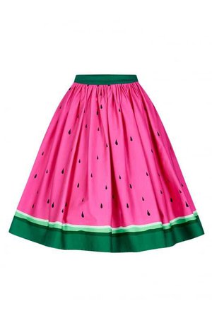 Collectif Mainline Jasmine Watermelon Swing Skirt - Collectif Mainline from Collectif UK