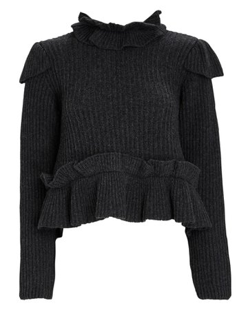 GANNI Ruffled High Neck Sweater | INTERMIX®