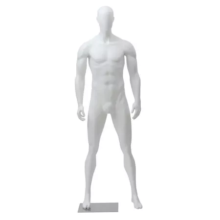 Sports Matt White Male Realistic Mannequin - Hands By Side - Morplan Ltd