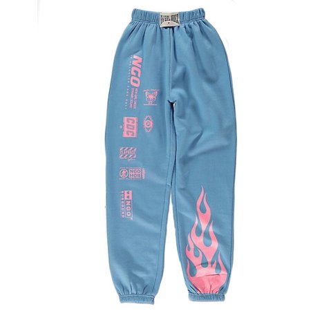 blue pink sweatpants pants
