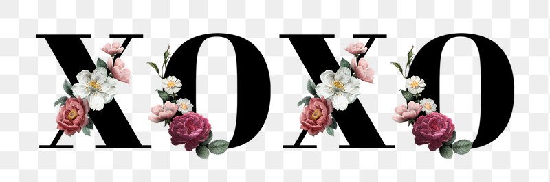 Floral xoxo word typography design element | Free stock illustration | High Resolution graphic