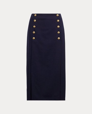 POLO RALPH LAUREN Double-Breasted Wool Skirt