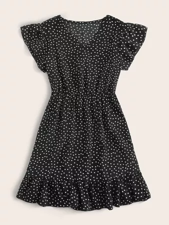 V-neck Polka Dot A-line Dress | SHEIN USA