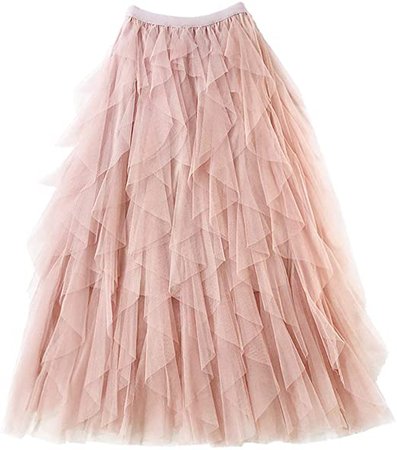 Amazon.com: Femiserah Women's Long Rainbow A Line Tulle Tutu Skirts Tiered Skirt Petticoat (Tulle Pink) : Clothing, Shoes & Jewelry
