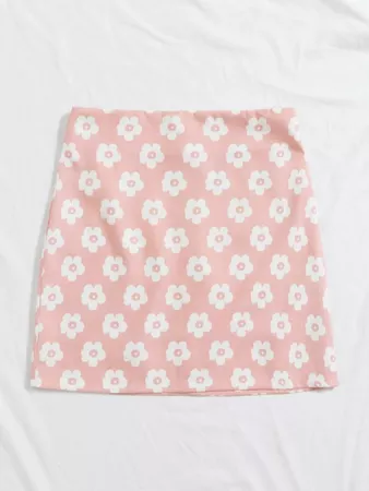 Zip Back Floral Skirt | SHEIN USA