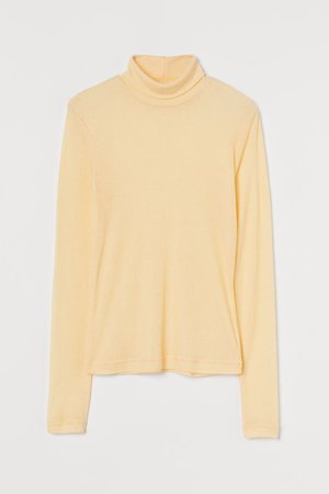 Fitted Turtleneck Top - Light yellow - Ladies | H&M CA