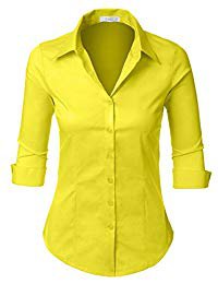 yellow button up shirt