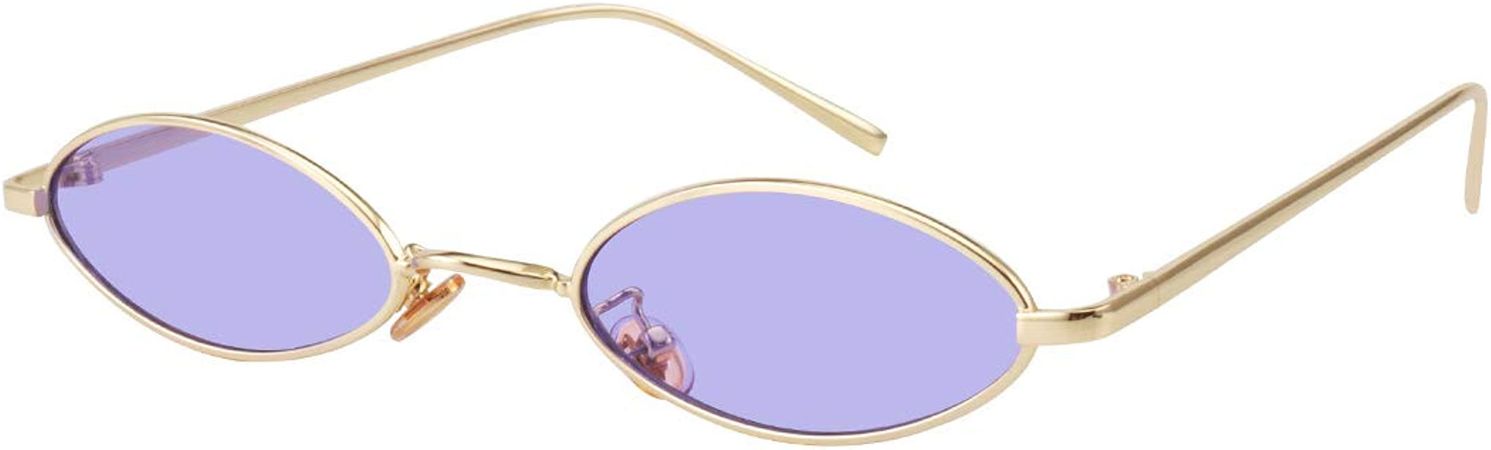 Amazon.com: MEETSUN 90S Retro Vintage Oval Small Sunglasses Tiny Slender Metal Frame Glasses For Women Men Style shades (Gold-Purple) : Clothing, Shoes & Jewelry