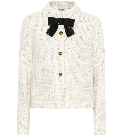 Miu Miu - Embellished tweed jacket | Mytheresa