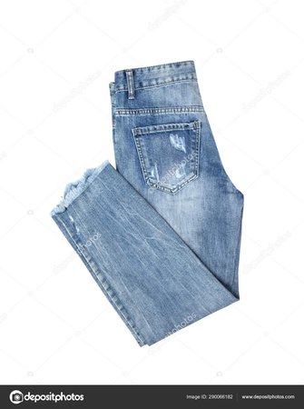 Blue Jeans Folded Two Isolated White Background — Stock Photo © sia28mia@yahoo.com #290066182