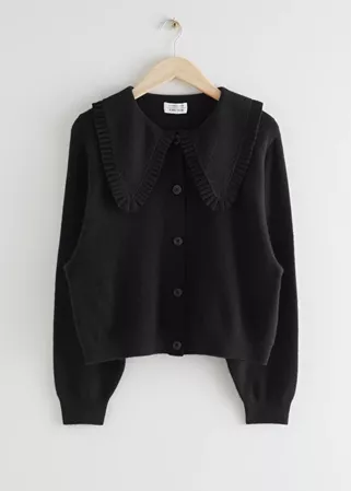 Statement Collar Wool Knit Cardigan - Black - Cardigans - & Other Stories US