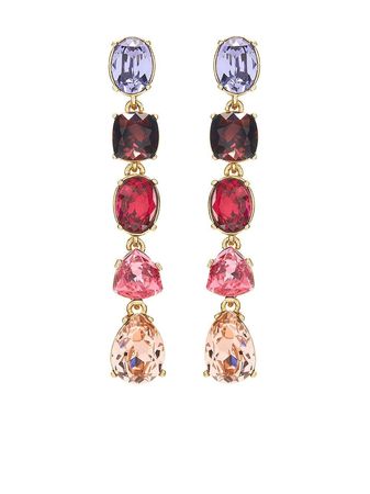 Oscar De La Renta Brass Crystal Embellished Earrings - Farfetch