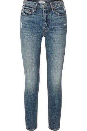 GRLFRND | Karolina hoch sitzende Skinny Jeans in Distressed-Optik | NET-A-PORTER.COM