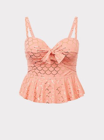 Torrid Plus Size - Peach Pink & Rose Gold Mermaid Tie Front Underwire