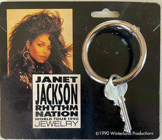 Janet Jackson 1989 Rhythm Nation RARE Key Hoop Earring Vintage at Amazon's Entertainment Collectibles Store