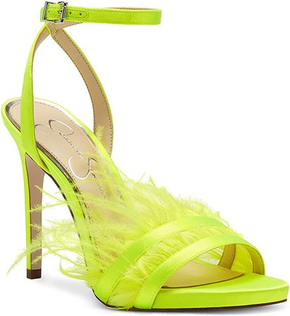 Amazon.com | Jessica Simpson Women's Raelin Heeled Sandal, Neon Yellow, 9 | Heeled Sandals