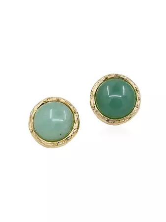 By Alona Cindy 18K-Gold-Plated & Green Aventurine Stud Earrings