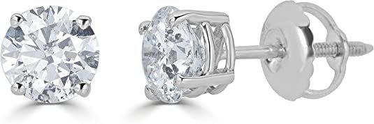 Amazon.com: Amazon Collection 14k White Gold Diamond Round-Cut Stud Earrings (1/4cttw, J-K Color, I2-I3 Clarity) : Everything Else