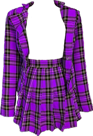 Transparent Plaid Blazer and Skirt Neon Purple (Dei5 edit)