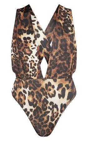 Brown Leopard Back Bodysuit | Tops | PrettyLittleThing USA