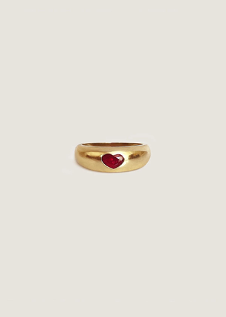 gold and red heart ring