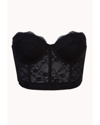 Forever 21 Strapless Lace Corset Bra in Black - Lyst