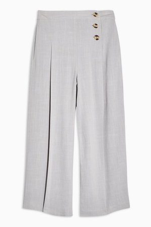 Crop Wide Trousers With Linen | Topshop