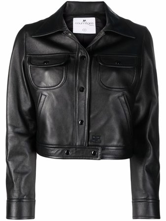 Shop Courrèges cropped lambskin jacket with Express Delivery - FARFETCH