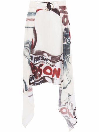JW Anderson graphic-print Belted Asymmetric Skirt - Farfetch