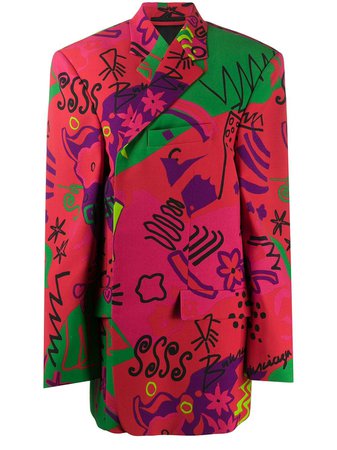 Balenciaga oversized doodle-print jacket with Express Delivery - Farfetch