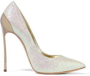 Blade Glittered Leather Pumps