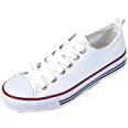 Amazon.com | Women's Canvas Sneakers Casual Shoes Solid Colors Low Top Low Cut Lace up White | Fashion Sneakers