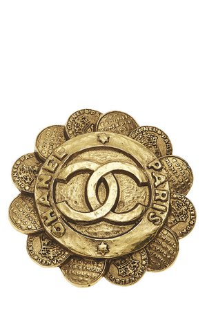 Chanel Gold 'CC' Coin Flower PIn - What Goes Around Comes Around