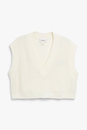 Cropped knit vest - White - Knitted tops - Monki WW