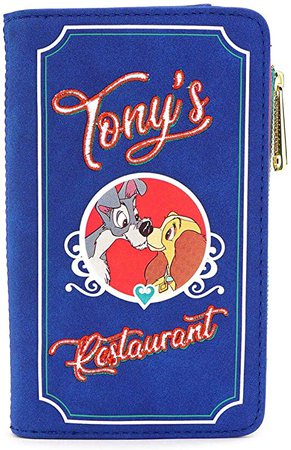 Amazon.com: Loungefly x Disney Lady and the Tramp Tony's Menu Bi-Fold Wallet (Blue/Red, One Size): Clothing