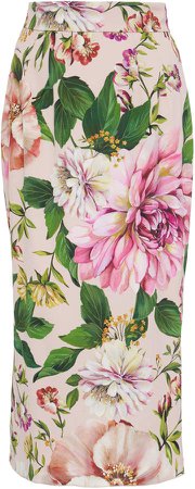 Floral-Print Silk-Blend Pencil Skirt
