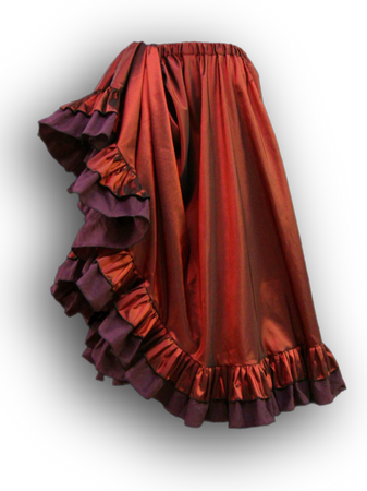 red maroon taffeta ruffled skirt