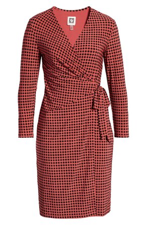 Anne Klein Pearly Dot Long Sleeve Wrap Dress | Nordstrom