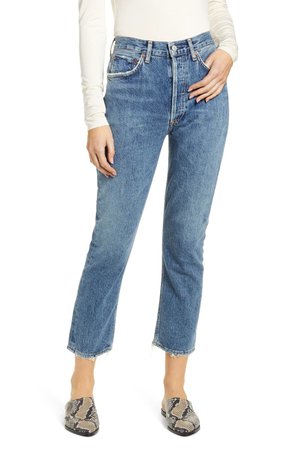 AGOLDE Riley High Waist Crop Straight Leg Jeans (Frequency) | Nordstrom