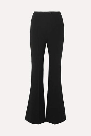 Silk Satin-trimmed Cady Flared Pants - Black