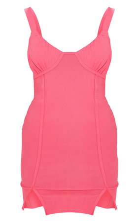 Pink Ruched Bust Binding Split Hem Bodycon Dress | PrettyLittleThing USA